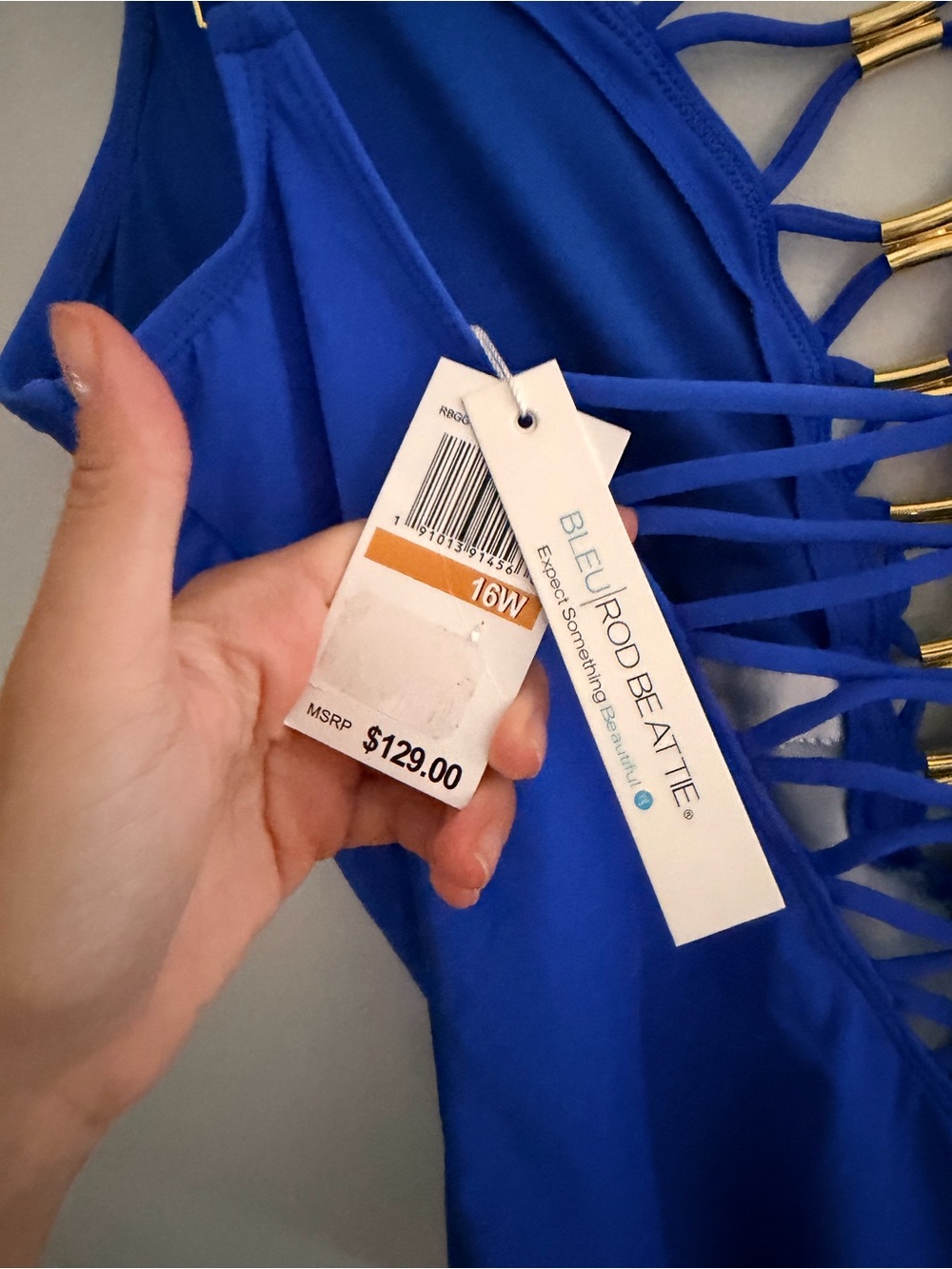 Bleu Rod Beattie Swimwear Blue Lace Up One Piece Swimsuit - Picture 3 of 4